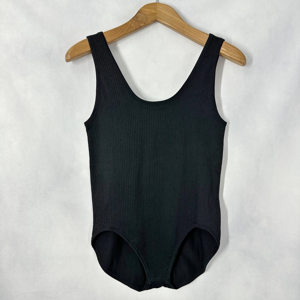 LOFT Sleeveless Ribbed Scoop Neck Black Bodysuit Women's Size XL/XXL